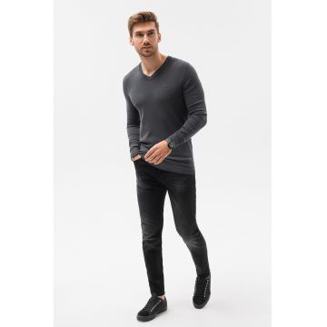 Pulover slim fit cu decolteu in V