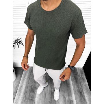 Tricou barbati kaki  slim fit 13318