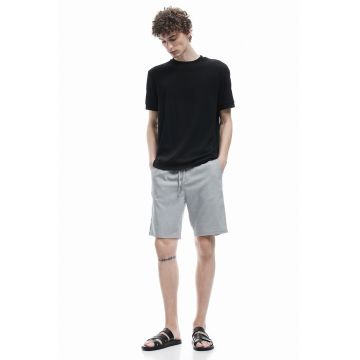 Bermude slim fit cu model uni