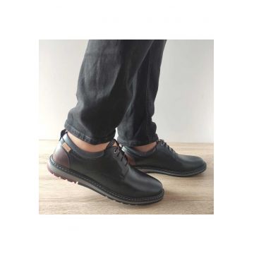 Pantofi Casual Barbati  M8J-4183C Negri Cu Maro - Black -