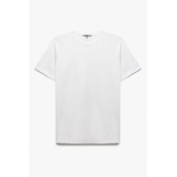 Tricou din amestec de bumbac cu decolteu la baza gatului