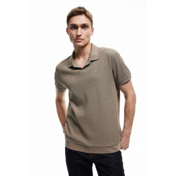 Tricou polo de bumbac cu striatii
