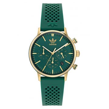 Ceas barbatesc  CODE ONE CHRONO - inox - 40x10mm - verde - curea silicon - rezistenta apa 5 ATM