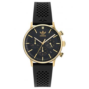 Ceas barbatesc  CODE ONE CHRONO - inox - negru - auriu - curea silicon