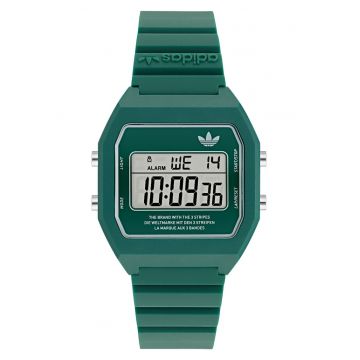 Ceas barbatesc  Digital Two - verde - curea din rasina - rezistenta la apa 5 ATM