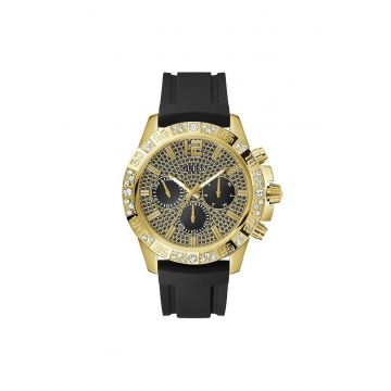 Ceas barbatesc  GW0909G2 - Quartz - 50mm - culoare aurie - curea din silicon neagra - rezistenta la apa 5ATM