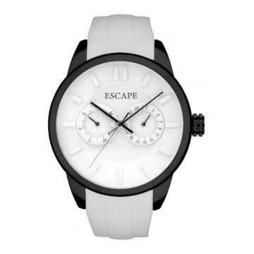 Ceas barbatesc  model ECP10782 - curea din silicon - carcasa din otel - 42mm - rezistenta la apa 5 ATM - alb/negru