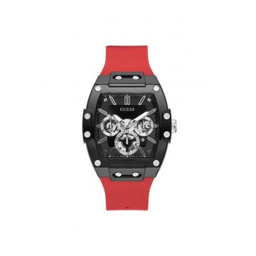 Ceas barbatesc  model GW0203G4 - carcasa din otel negru 45x41mm - curea din silicon rosu - rezistent la apa 5 ATM
