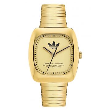 Ceas barbatesc  RETRO WAVE ONE - mecanism Quartz - rezistenta la apa 5 ATM - auriu