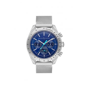 Ceas barbati  43 mm - otel - argintiu/albastru