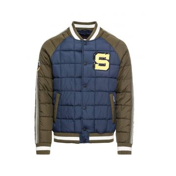 Geaca bomber matlasata si model colorblock -