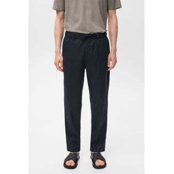 Pantaloni conici de bumbac si lyocell cu snur in talie