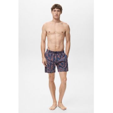 Pantaloni scurti de baie cu imprimeu si buzunare laterale