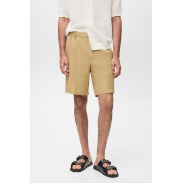 Pantaloni scurti din amestec de in cu talie medie