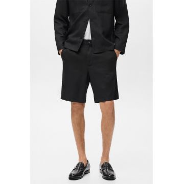 Pantaloni scurti din amestec de in cu talie medie