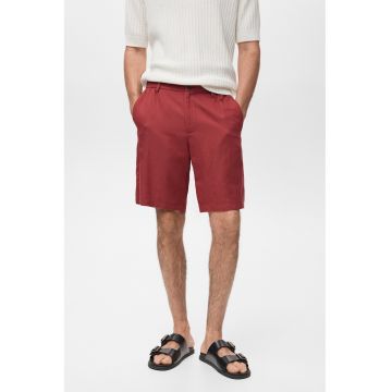 Pantaloni scurti din amestec de in cu talie medie