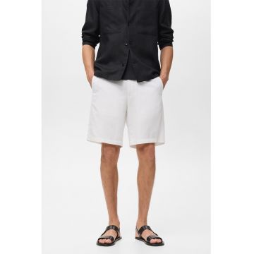 Pantaloni scurti din amestec de in cu talie medie