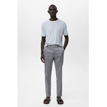 Pantaloni slim-fit din amestec de in