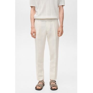 Pantaloni slim-fit din in si amestec de lyocell