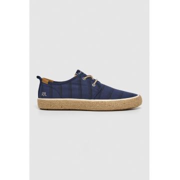 Pantofi din material textil cu segmente de piele intoarsa