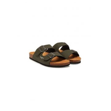 Slapi barbati  PMS90110 - Piele ecologica - 43 EU - Kaki