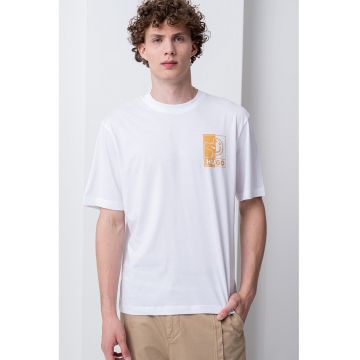 Tricou cu decolteu la baza gatului si imprimeu logo pe partea din spate