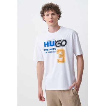 Tricou de bumbac cu logo frontal