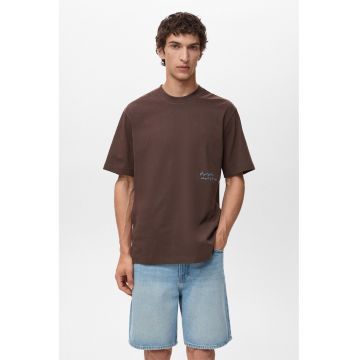 Tricou de bumbac cu model grafic pe spate