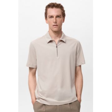 Tricou polo cu fenta cu fermoar