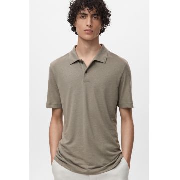 Tricou polo slim fit din amestec de in
