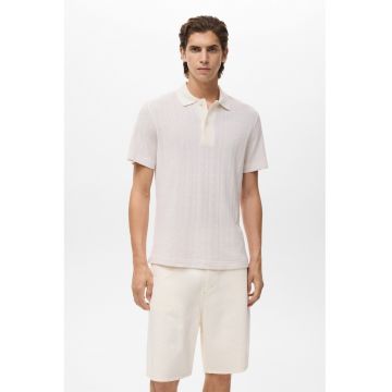 Tricou polo tricotat - Alb murdar -