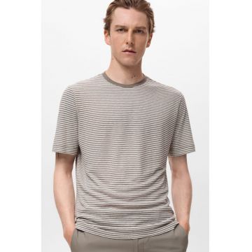Tricou slim-fit din amestec de in