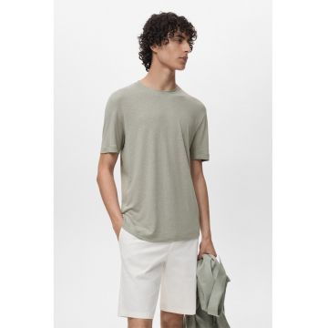 Tricou slim-fit din amestec de in