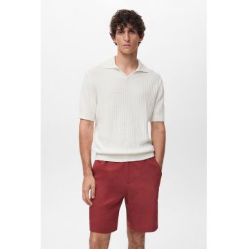Tricou texturat cu guler polo