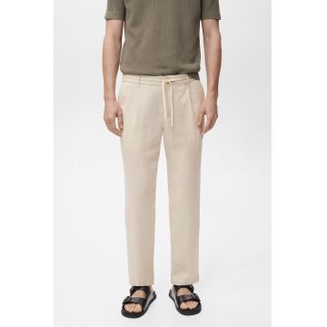 Pantaloni slim fit din amestec de in