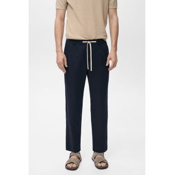 Pantaloni slim fit din amestec de in