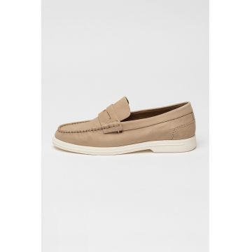 Pantofi loafer din piele intoarsa cu varf rotund