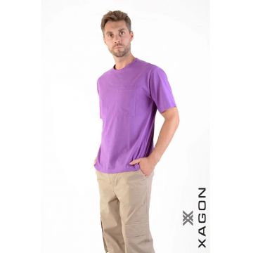 Tricou cu guler rotund și buzunar frontal 2Z87OVE