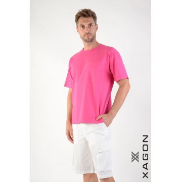 Tricou cu guler rotund și buzunar frontal 2Z87OVE