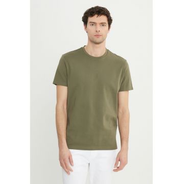 Tricou din bumbac cu decolteu la baza gatului