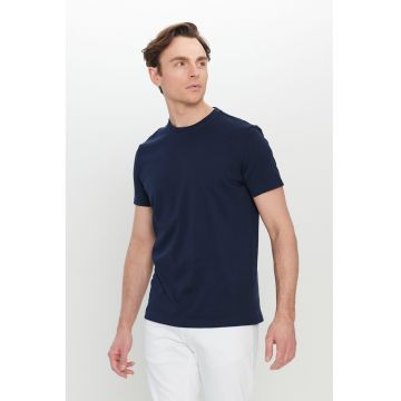Tricou din bumbac cu decolteu la baza gatului