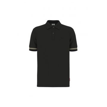 Tricou polo cu model texturat - Negru