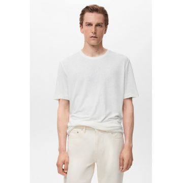 Tricou slim-fit din amestec de in