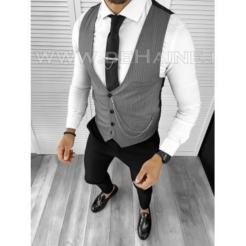 Vesta barbati eleganta slim fit gri B8112 P19-3.3