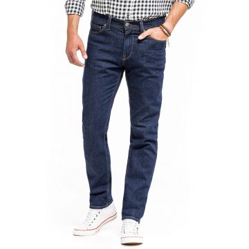 Blugi Barbati -  Vegas Slim - Slim Fit - Talie Medie - Confortabili Si Rezistenti - Material Elastic - Croiala Clasica - Ideali Pentru Munca Si Zilnic - Fermoar - Bumbac - Elastan - W32 L32 - Albastru