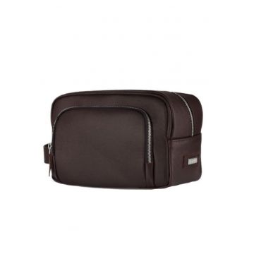 Geanta accesorii din piele naturala  SK04 maro inchis
