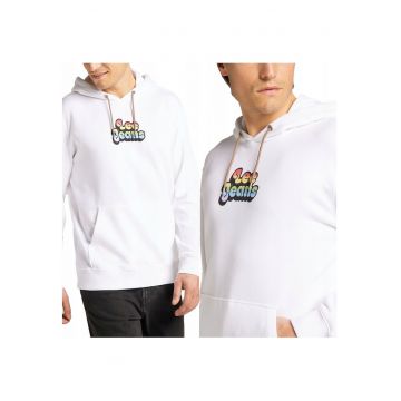 Hanorac barbatesc  Pride - alb - 100% bumbac - marimea M - croi normal - 2 buzunare