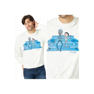 Hanorac Barbati -  Rick & Morty Crew - Regular Fit - Alb - Marimea