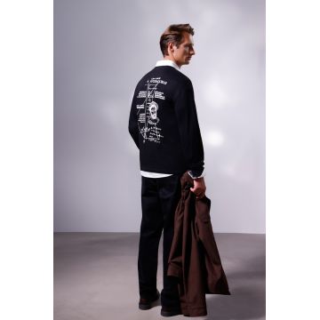 Medicine longsleeve din bumbac culoarea negru, cu imprimeu