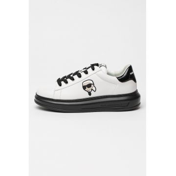 Pantofi sport de piele cu aplicatie logo